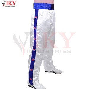 White Blue Kickboxing <b>Trousers</b> Full Contact For Adult Boxing Muay <b>Thai</b> Fitness & Karate Pants Polyester Satin Fabric <b>Trousers</b> - Product Image 4