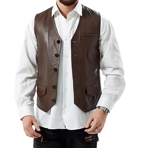 Chaleco de Cuero para Hombre de Fabricante Profesional de Prendas de Vestir - Construcción Duradera y Botones de Primera Calidad - Product Image 4