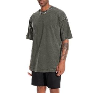 T-shirt épais épais en coton surdimensionné de poids lourd avec logo personnalisé Streetwear T-shirt à col montant coupe carrée t-shirts vierges et respirants pour hommes 300GSM - Product Image 2