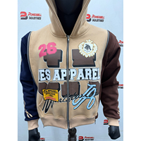 Hoodie Pria Terbaru 2026 Oversized Streetwear Vintage 100% Katun Tebal Full Zip Kasual Drop Shoulder Ritsleting Samping