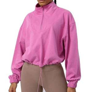 Sweat-shirt à capuche court personnalisé avec logo, nouvelle mode streetwear, respirant, super doux, décontracté, pour femme, idéal pour la gym. - Product Image 4