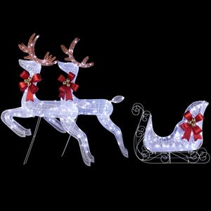3-Piece Pre-Lit 270 LED White Lights Weather Proof Christmas Outdoor Decorations Inflatable Reindeer Holiday Yard Decorations - Product Image 4