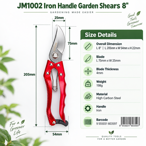 Sécateur de jardin ergonomique à lame courbée JM1002 avec poignée en fer, 8 pouces, lame courbée en acier à haute teneur en carbone pour la taille des branches - Product Image 2