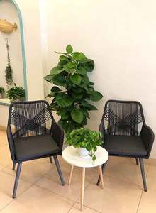 Ensemble de chaises longues modernes en corde tressée pour l'extérieur avec structure en aluminium, résistant aux intempéries, meubles de jardin et de terrasse pour cour et parc - Product Image 2