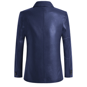 Men's Brown Leather <b>Jacket</b> Slim Fit Turn-down Collar Single Breasted Zipper Pockets <b>Smart</b> Casual Autumn Wear - Product Image 6