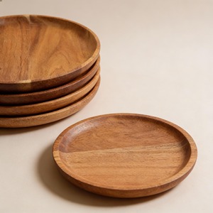 Assiette de service en bois, design classique, écologique, en bois d'acacia, assiettes à steak, plats et assiettes pour les occasions festives - Product Image 5