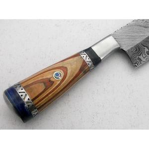 Cuchillo de Chef de Acero de Damasco de 13 Pulgadas Hecho a Mano por Ahmad Fabric con Funda de Cuero y Mango Hermoso Personalizable - Product Image 2