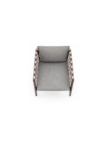 Modern Rope Woven <b>Dining</b> <b>Armchair</b> with Cushioned Fabric Seat Backrest Nordic Restaurant Cafe Home Furniture - Product Image 6