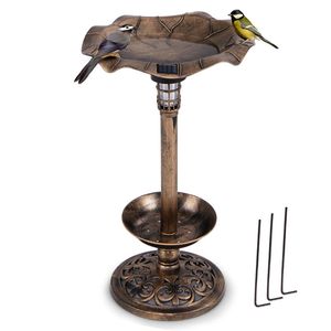 Combinazione di abbeveratoio e mangiatoia per uccelli su piedistallo con attraente ciotola a forma di foglia di loto per i vostri amici a becco lungo - Product Image 4