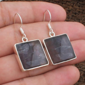 Pendientes de Fluorita Arcoíris Natural al por Mayor, Plata de Ley 925 con Engaste de Bisel, Joyería Fina de Lujo para Mujer, Precio de Fábrica - Product Image 3