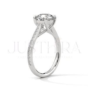 Bague solitaire à diamant rond la plus vendue pour un usage quotidien, au bureau et pour un style élégant, bague de fiançailles et de mariage pour elle - Product Image 4