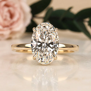 <b>Oval</b> Cut <b>Moissanite</b> Solitaire <b>Engagement</b> <b>Ring</b> 925 Sterling Silver Rhodium 18K Gold Prong Setting Luxury Women's Wedding - Product Image 1