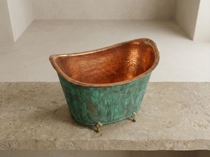 Fregadero de cobre con diseño de cuenco profundo, lavabo de cobre de cuenco ancho, fregadero de cobre de tamaño compacto, lavabo de cobre que ahorra espacio, fregadero de cobre grande - Product Image 4