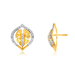 Pendientes de Oro Amarillo de 14K con Hoja de Monstera, Diamante Redondo Cultivado en Laboratorio, Joyería Fina Inspirada en la Naturaleza Tropical para Mujer, Venta al Por Mayor - Product Image 3