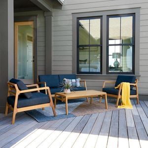 Conjunto de Sofás de Teca Contemporáneos para Exteriores, Muebles de Patio de Madera, Conjunto de Salón para Jardín, Madera Sólida, Fabricante de Indonesia - Product Image 2