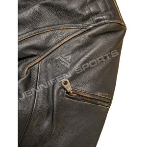 Veste en cuir respirante pour homme, col montant, coupe slim, style motard, pour l'hiver - Product Image 5