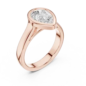 Pear 2ct Lab Grown Diamond Solitaire <b>Ring</b> Full Bezel Tapered <b>Split</b> Shank Modern Custom Engagement Jewelry - Product Image 4