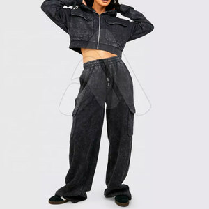Conjunto Deportivo de 2 Piezas para Mujer, Diseño Personalizado OEM, Invierno, Color Sólido, Lavado Ácido, 100% Algodón, Secado Rápido, Transpirable, Directo de Fábrica - Product Image 3