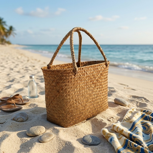 Bolsos de mano de junco marino naturales y elegantes al por mayor, estilo veraniego, cesta de picnic con asas de Vietnam - Product Image 4