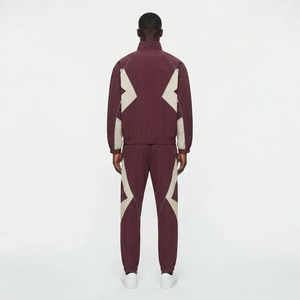 Ensemble de survêtement pour homme avec logo personnalisé, veste zippée à empiècements contrastés et pantalon de jogging, fabricant de marque privée - Product Image 4