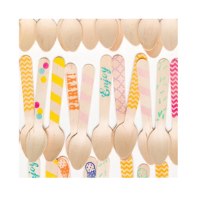 Cubiertos de madera con logotipo personalizado, coloridos, impresos, ecológicos, productos de cocina y vajilla en oferta. - Product Image 3