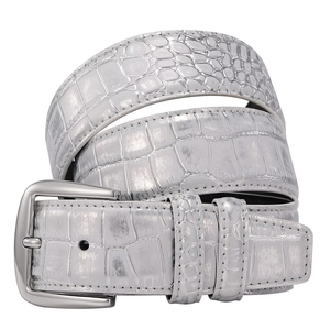 Ceinture décontractée en cuir PU personnalisée avec boucle carrée en alliage, design respirant imprimé et brodé pour hommes - Cuir de vachette véritable - Product Image 4