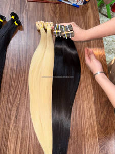 Extensions de cheveux humains de qualité supérieure, cheveux vierges vietnamiens, extensions à bandes invisibles, lisses et raides comme des baguettes, double épaisseur, sans nœuds - Product Image 3