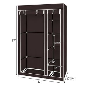 Armadio Portatile Marrone Scuro da 67 Pollici con Montaggio Rapido e Semplice, in Tessuto Non Tessuto e Asta Appendiabiti, Materiale Plastico RT - Product Image 6