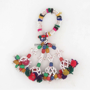 Bracelet de bras/bracelets Banjara en coton véritable, perles multicolores, pompons, style antique, authentique, style gitane - Product Image 4