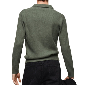 Polo à manches longues pour homme, coupe ajustée, couleur unie, patte de boutonnage, tissu extensible doux, respirant, léger, décontracté, pour tous les jours - Product Image 3
