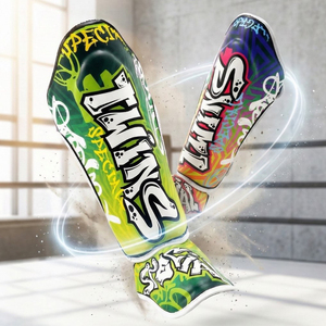 Espinilleras de Boxeo con Diseño de Graffiti Personalizado OEM, Espuma de Alta Densidad, Impresión por Sublimación, Protección para Piernas de Entrenamiento - Product Image 6