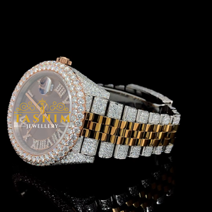 Reloj Deportivo con Diamantes Moissanite VVS y Esfera de Cuarzo para Hombre, 41 mm, Chapado en Oro de Dos Tonos, Acero Inoxidable, Completamente Adornado, Regalo - Product Image 3