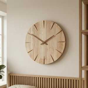 <b>Modern</b> Oak Beech <b>Wall</b> <b>Clock</b> – Japandi Scandi Silent Home Decor - Product Image 1