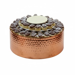 Recipiente Redondo de Metal Color Oro Rosa de Calidad Superior para Decoración de Mesa, Porta Dulces para Eventos - Product Image 2