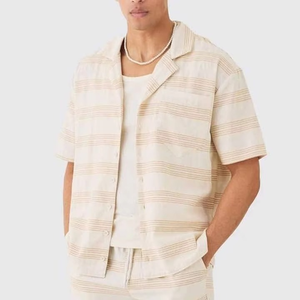 Conjunto de Camisa y Pantalones Cortos de Algodón de Lujo para Hombre, Transpirable, Tallas Grandes, con Manga Corta, Venta al Por Mayor, para Verano - Product Image 4