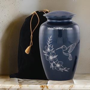 Urne funéraire artisanale pour cendres d'adultes, modèle Colibri, avec sac en velours – Cendrier commémoratif abordable à prix réduit - Product Image 3