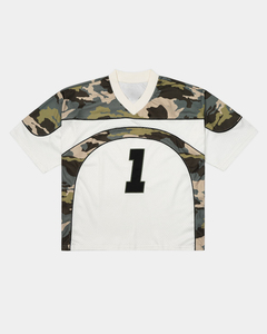 Maillot en maille personnalisé de haute qualité 100 % polyester, coupe carrée, col en V, séchage rapide, manches courtes, motif camouflage pour homme - Product Image 3