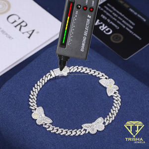 สร้อยข้อมือแบบ Cuban Link ลายผีเสื้อ ประดับด้วยหินแบบ Iced Stone และดีไซน์เรขาคณิตที่เรียวบาง สำหรับผู้ซื้อเครื่องประดับแฟชั่นระดับโลก - Product Image 5
