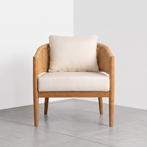 Teak Wood <b>Rattan</b> Armchair Handwoven Backrest Cushioned Lounge Seating for Hotel Resort Villa Restaurant Hospitality Furniture - Product Image 5