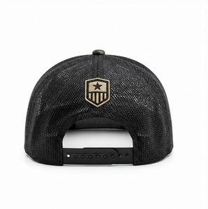 หมวกแก๊ปตาข่ายลายพรางแบบสั่งทำ หมวกแก๊ปตาข่ายแบบ Snapback ลายพราง หมวกแก๊ปตาข่ายปีกแบน หมวกเบสบอลฮิปฮอป - Product Image 4