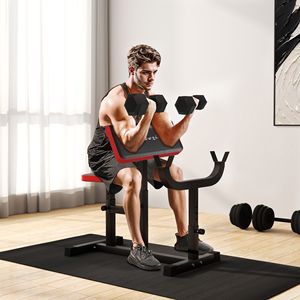 Panca Preacher Curl Regolabile 265 LBS per Allenamento Seduto, Stazione Isolata per Bicipiti con Bilanciere e Manubri, Rack per Allenamento della Forza in Nero - Product Image 2