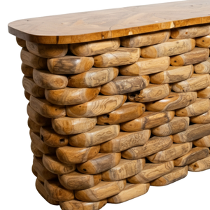 ARTERRA Luxury Pebble Stack <b>Console</b> Coffee <b>Table</b> Living Room Furniture Handmade Teak Wood Modern <b>Rustic</b> Design CS-001 - Product Image 4
