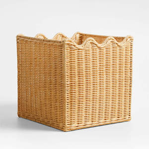 Panier en osier festonné en gros, panier de rangement décoratif, panier organisateur en rotin naturel, parfait pour la décoration d'étagères et le rangement - Product Image 3