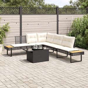 Conjunto de Sofá de Jardín con Reposabrazos Ajustables, Ratán Sintético Negro, Muebles de Jardín Grandes con Características de Confort - Product Image 2