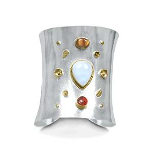 Handmade Brass <b>Cuff</b> <b>Bracelet</b> Wide <b>Silver</b> Plated Boho Statement Bangle Chunky Adjustable Wristband Jewelry At Best Price - Product Image 4