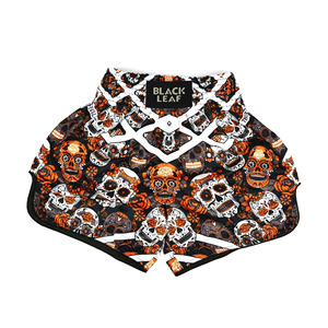 Shorts de Muay Thai taille haute pour femmes, motif tête de mort, respirants, tricotés, style gothique - Product Image 1