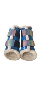Botas de lujo para caballo con rayas arcoíris, forro polar, protectores de patas para soporte de pasternales, entrenamiento y carreras. - Product Image 3