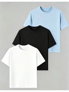 เสื้อเจอร์ซีย์ถักนิตติ้งผ้าฝ้ายเฟรนช์เทอร์รี่สำหรับผู้ชาย คุณภาพพรีเมียม เย็บอย่างดี เป็นมิตรต่อสิ่งแวดล้อม ระบายอากาศได้ดี เนื้อผ้าหนา ทรงโอเวอร์ไซส์ สีน้ำเงินกรมท่า สีดำ - Product Image 2