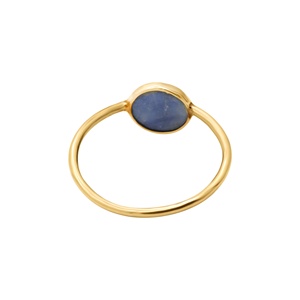 Anillo de Oro Amarillo Sólido de 14k con Zafiro Azul Natural de Corte Redondo en Bisel, Joyas Memoria, Venta al Por Mayor - Product Image 5