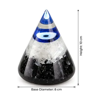 Pyramide d'orgonite Œil bleu, cône de sélénite et tourmaline noire, triangle – Fournisseur en gros - Product Image 5
